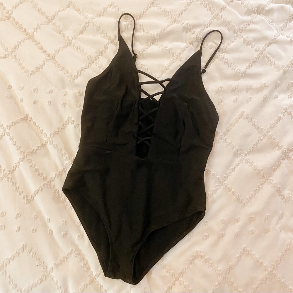 Shein One Piece Black Seimsuit